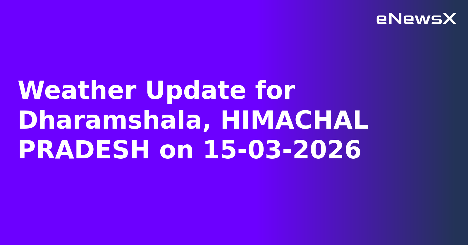 Weather Update for Dharamshala, HIMACHAL PRADESH on 15-03-2026