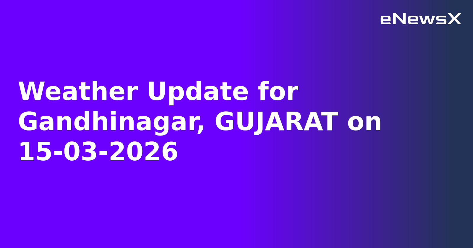 Weather Update for Gandhinagar, GUJARAT on 15-03-2026