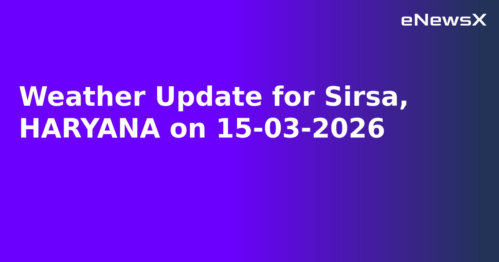 Weather Update for Sirsa, HARYANA on 15-03-2026