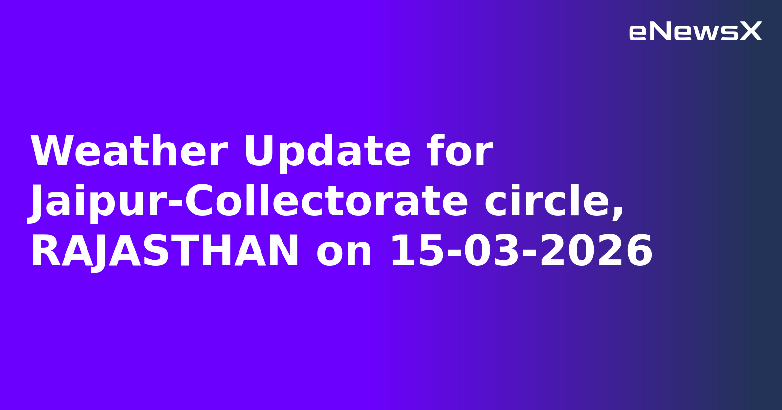 Weather Update for Jaipur-Collectorate circle, RAJASTHAN on 15-03-2026