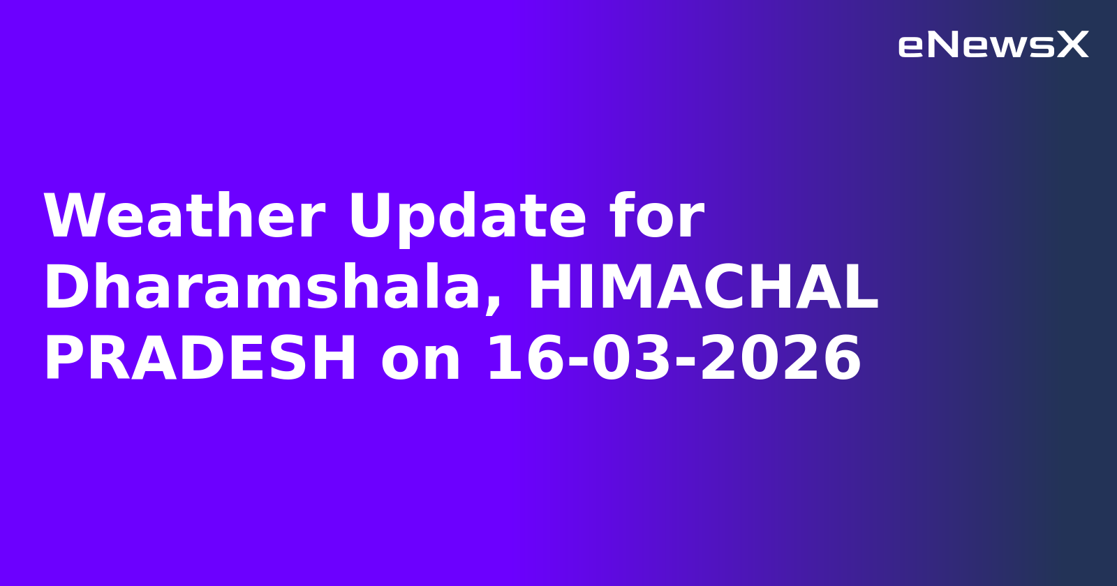 Weather Update for Dharamshala, HIMACHAL PRADESH on 16-03-2026