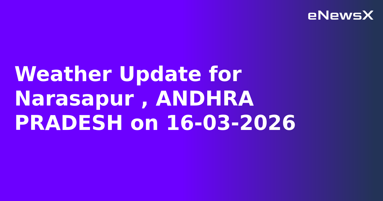 Weather Update for Narasapur , ANDHRA PRADESH on 16-03-2026