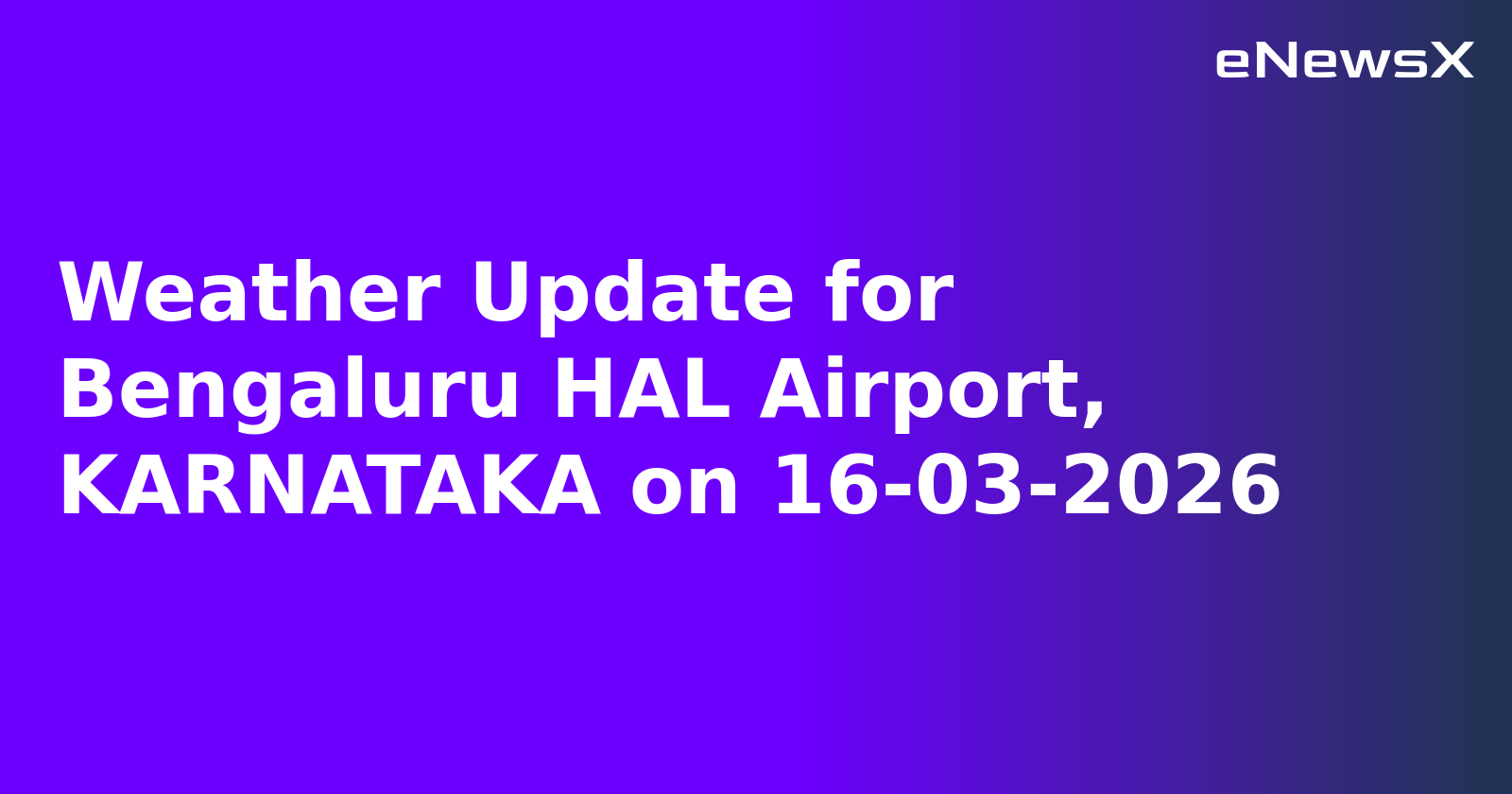 Weather Update for Bengaluru HAL Airport, KARNATAKA on 16-03-2026
