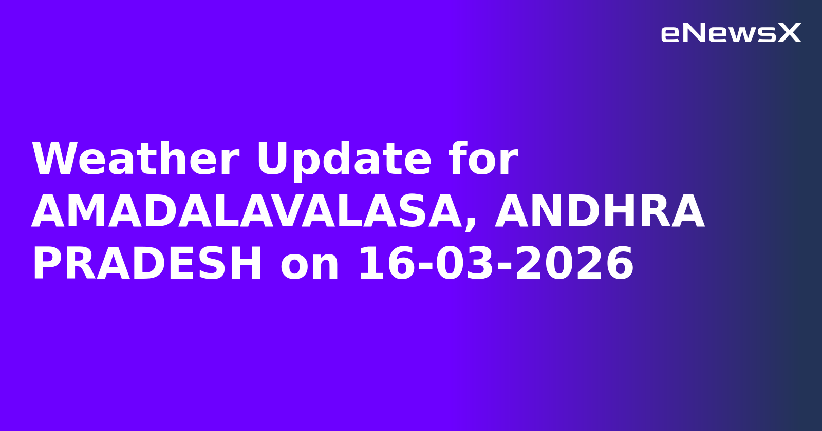 Weather Update for AMADALAVALASA, ANDHRA PRADESH on 16-03-2026