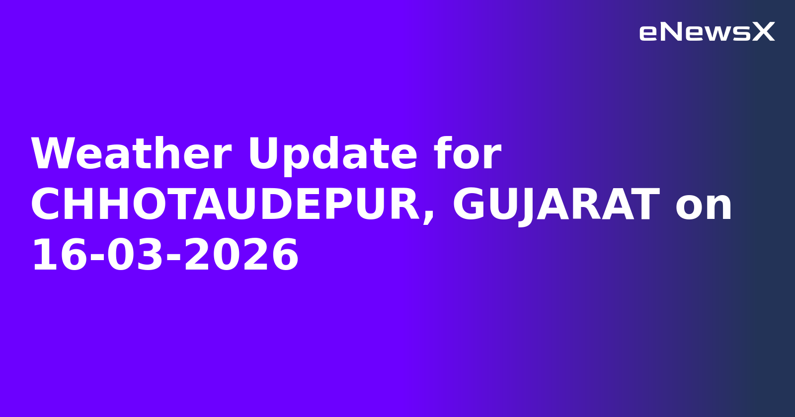 Weather Update for CHHOTAUDEPUR, GUJARAT on 16-03-2026