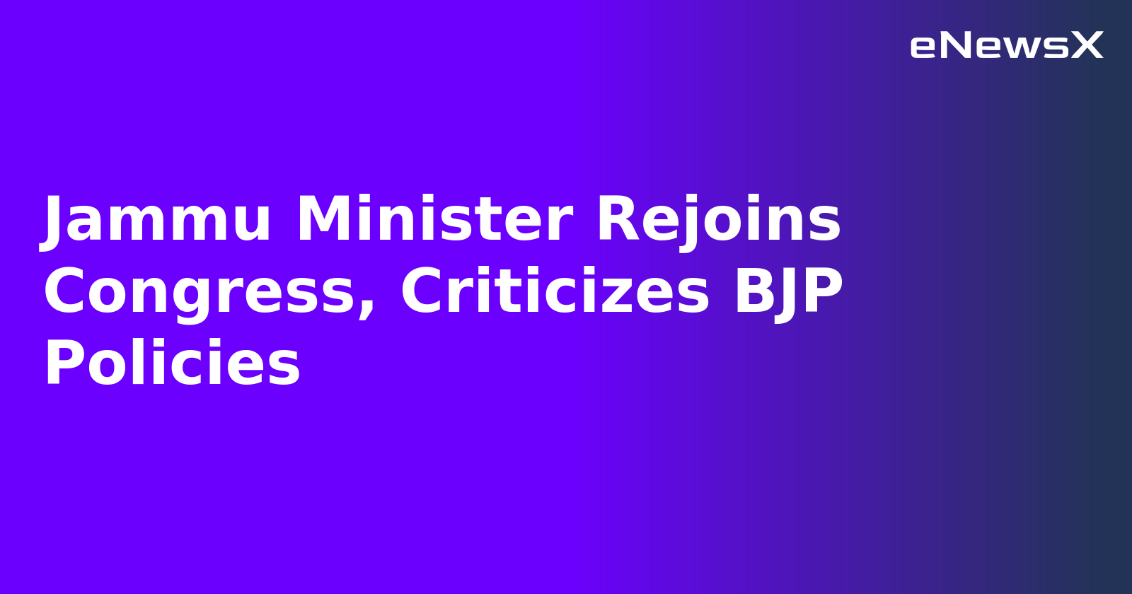 Jammu Minister Rejoins Congress, Criticizes BJP Policies.webp