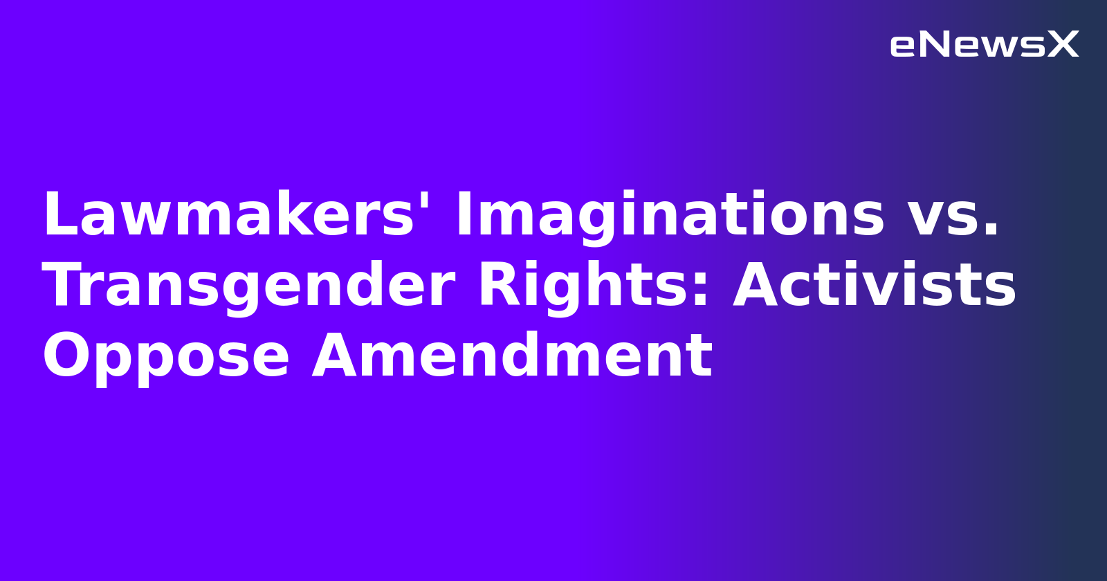 Lawmakers' Imaginations vs. Transgender Rights: Activists Oppose Amendment