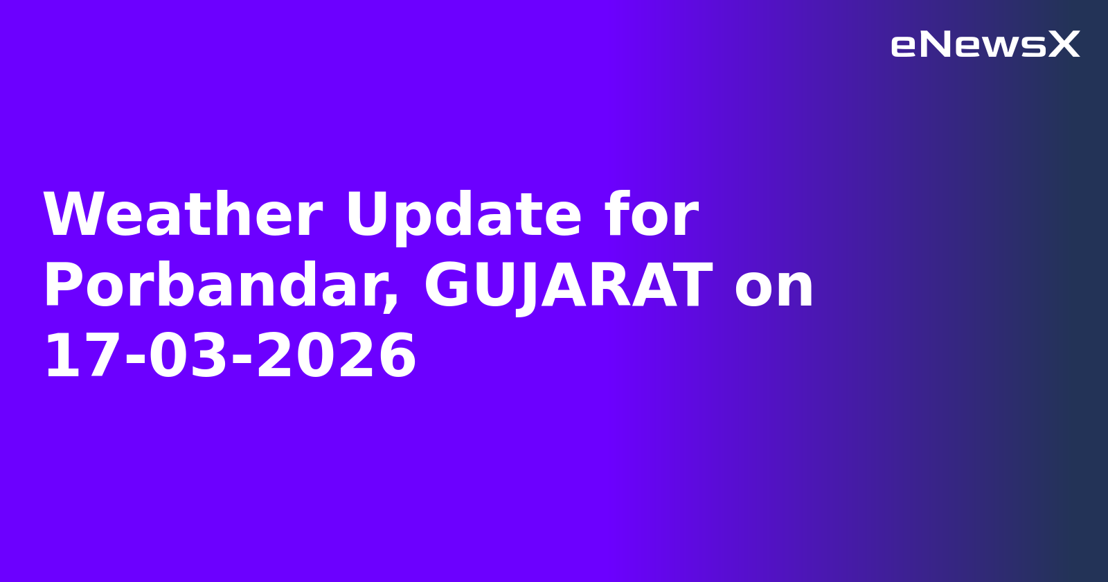 Weather Update for Porbandar, GUJARAT on 17-03-2026