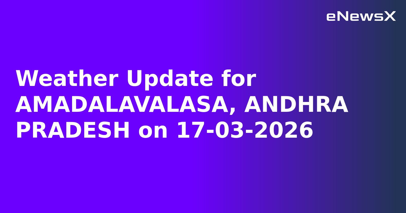 Weather Update for AMADALAVALASA, ANDHRA PRADESH on 17-03-2026