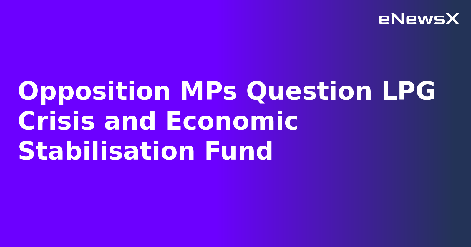 Opposition MPs Question LPG Crisis and Economic Stabilisation Fund