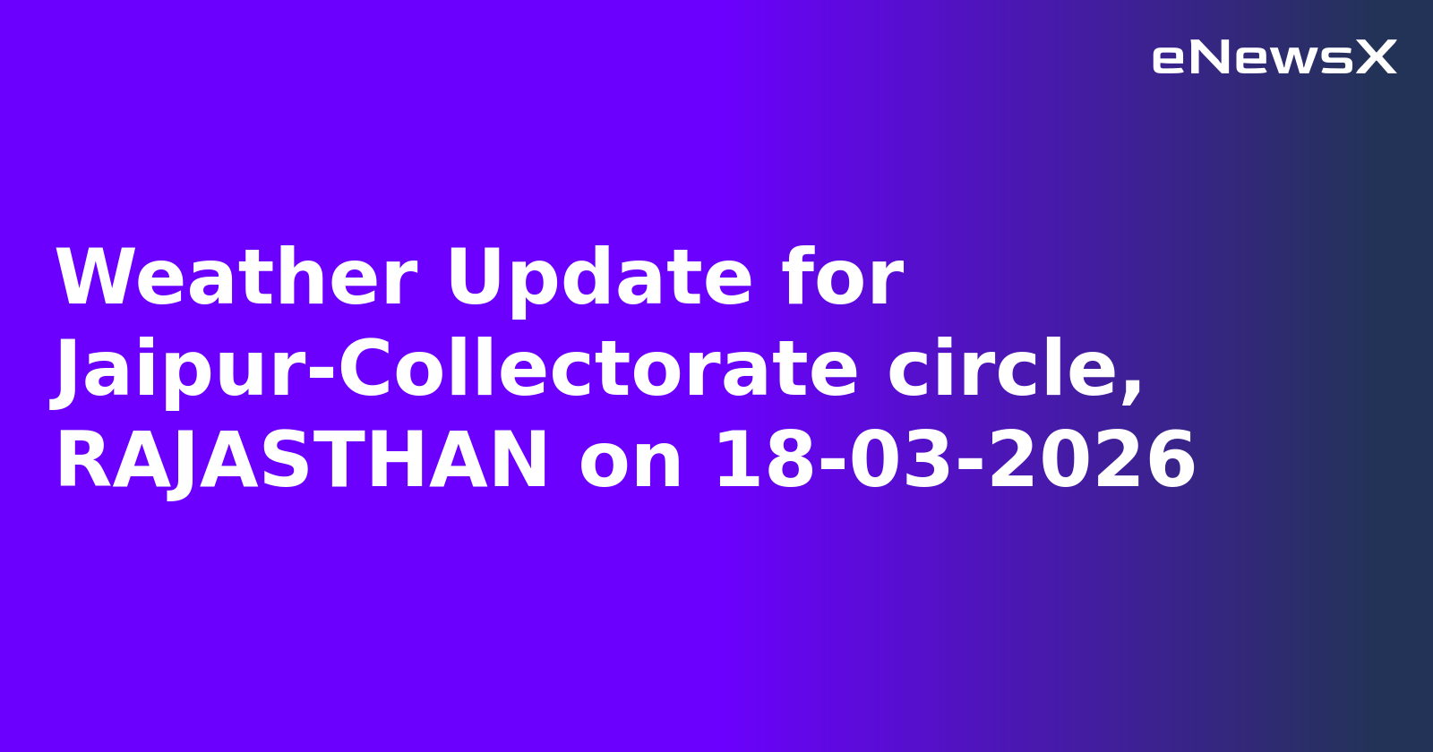 Weather Update for Jaipur-Collectorate circle, RAJASTHAN on 18-03-2026