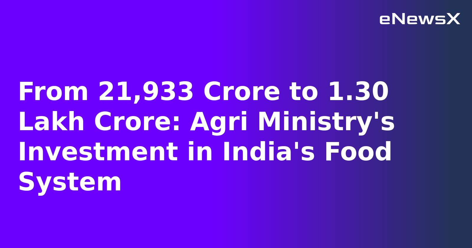 From 21,933 Crore to 1.30 Lakh Crore: Agri Ministry's Investment in India's Food System.webp