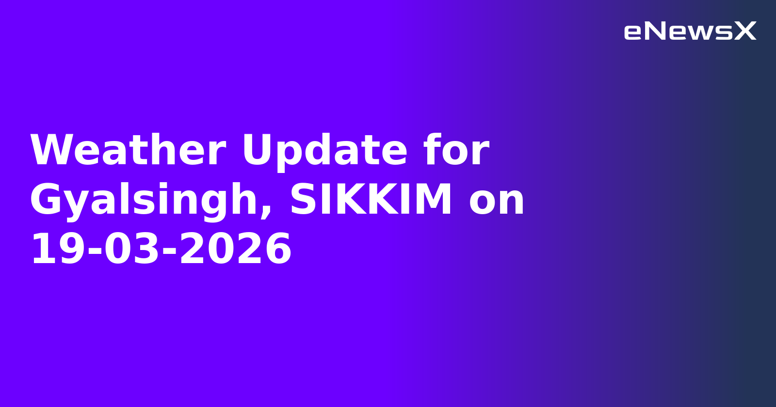 Weather Update for Gyalsingh, SIKKIM on 19-03-2026