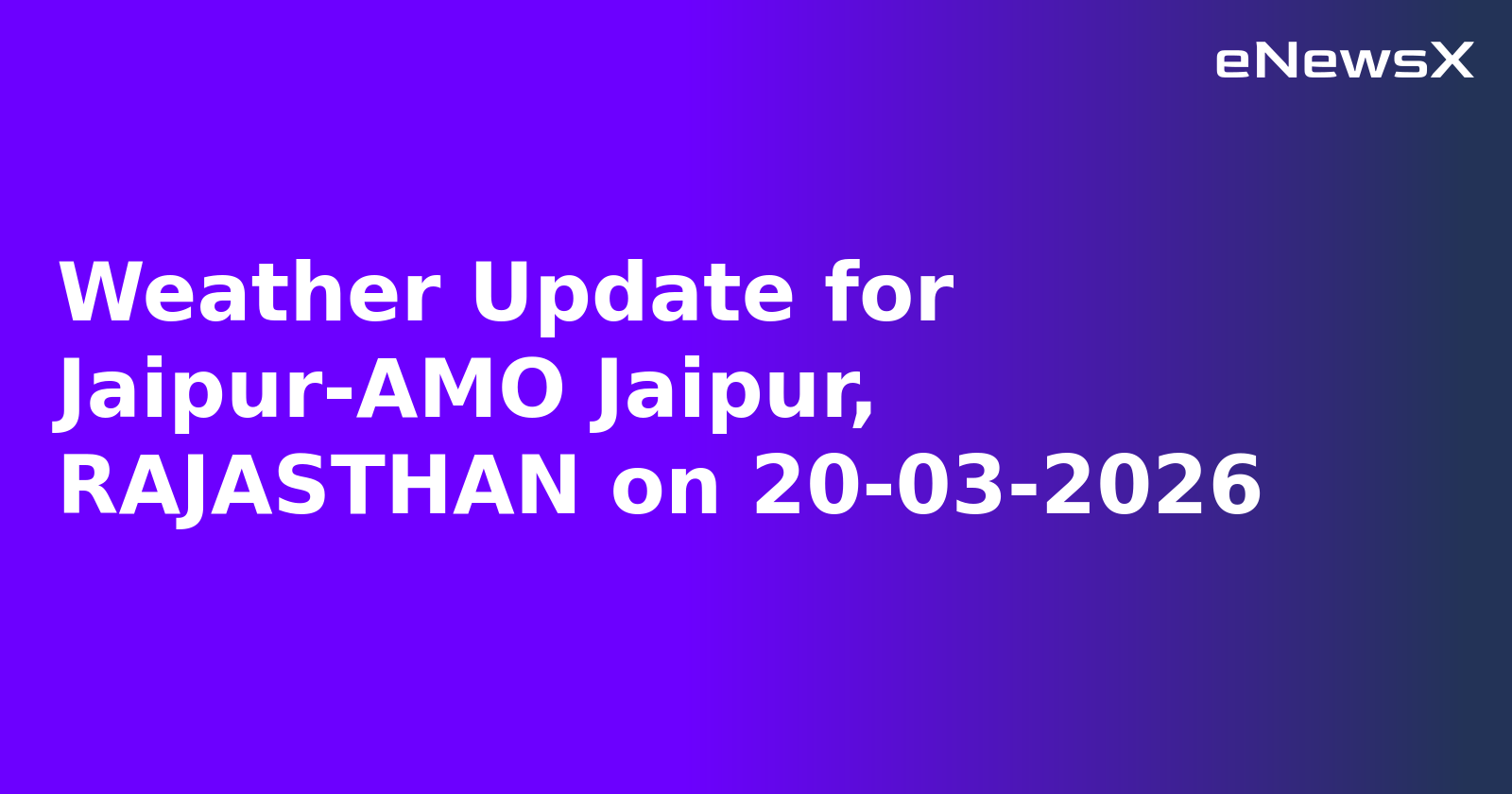 Weather Update for Jaipur-AMO Jaipur, RAJASTHAN on 20-03-2026