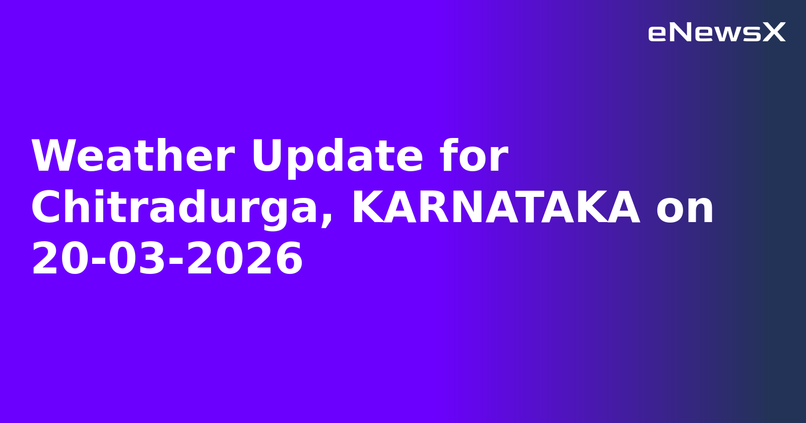 Weather Update for Chitradurga, KARNATAKA on 20-03-2026