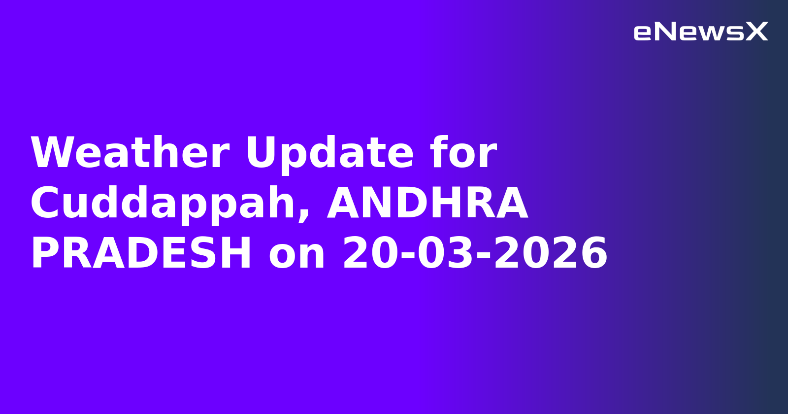 Weather Update for Cuddappah, ANDHRA PRADESH on 20-03-2026