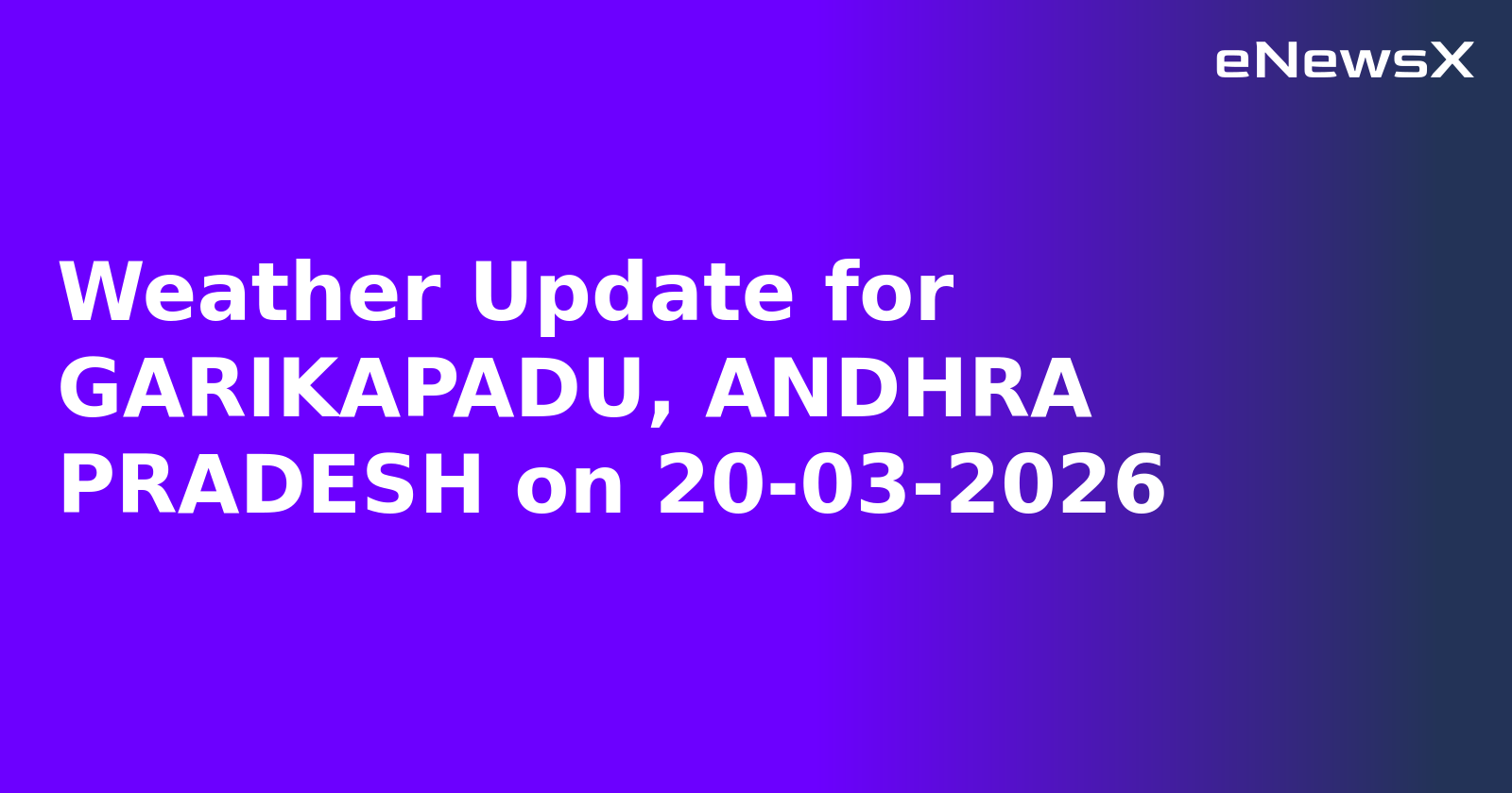 Weather Update for GARIKAPADU, ANDHRA PRADESH on 20-03-2026