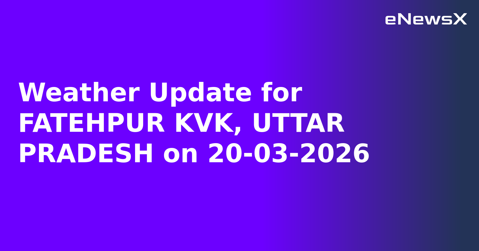 Weather Update for FATEHPUR KVK, UTTAR PRADESH on 20-03-2026