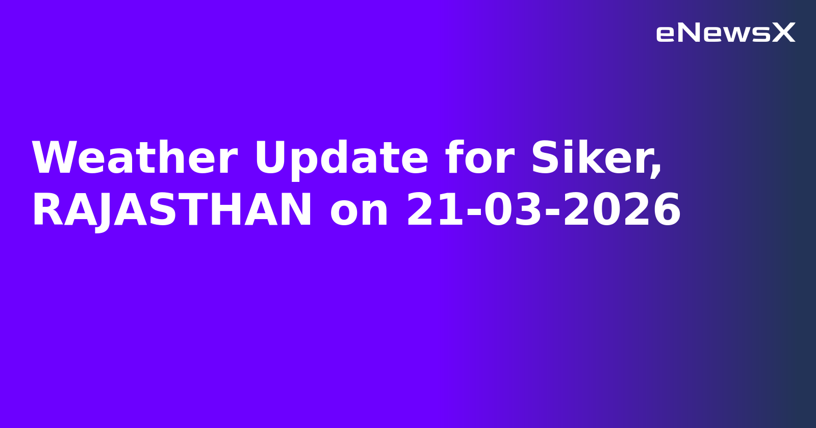 Weather Update for Siker, RAJASTHAN on 21-03-2026