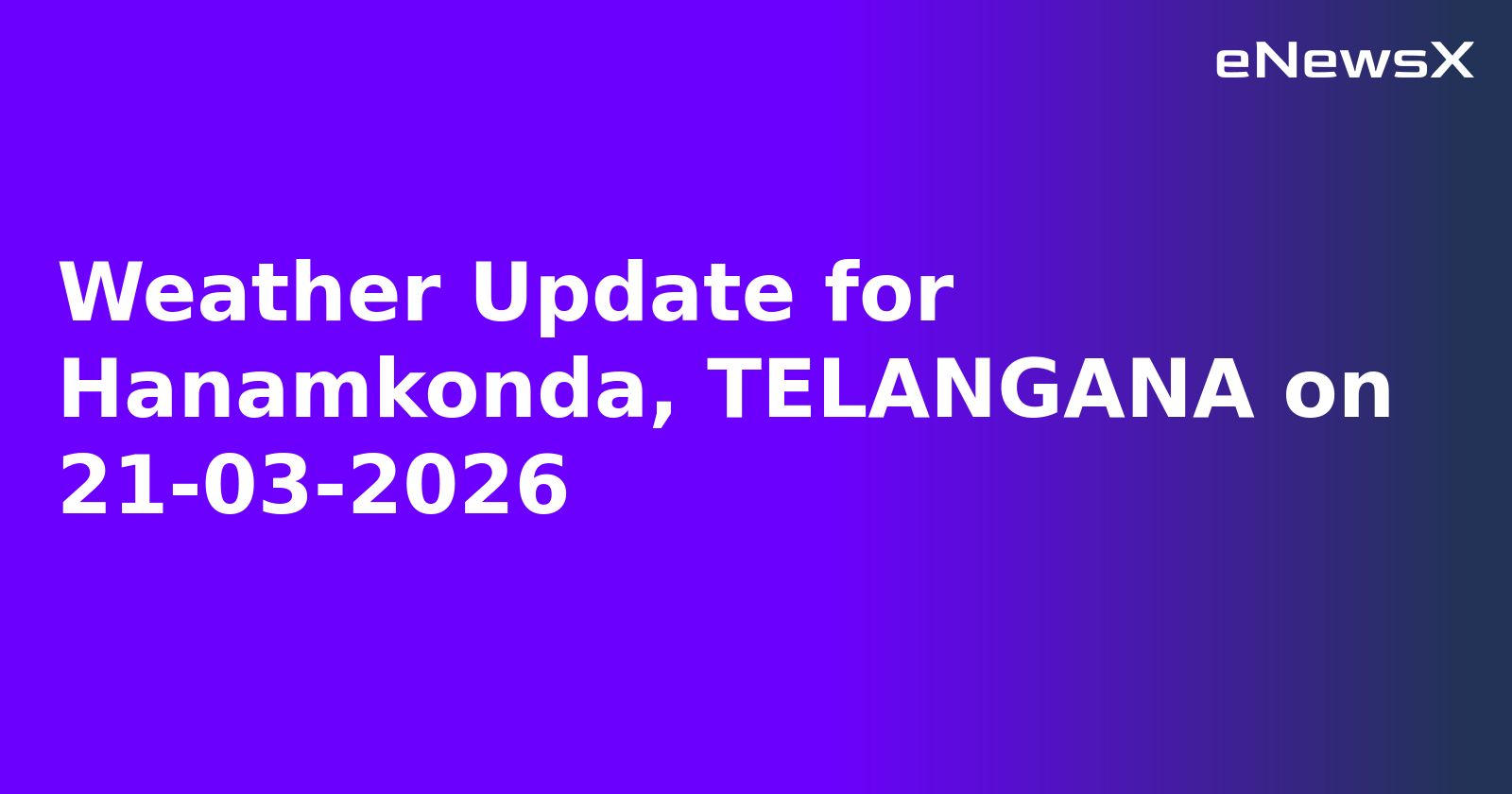 Weather Update for Hanamkonda, TELANGANA on 21-03-2026