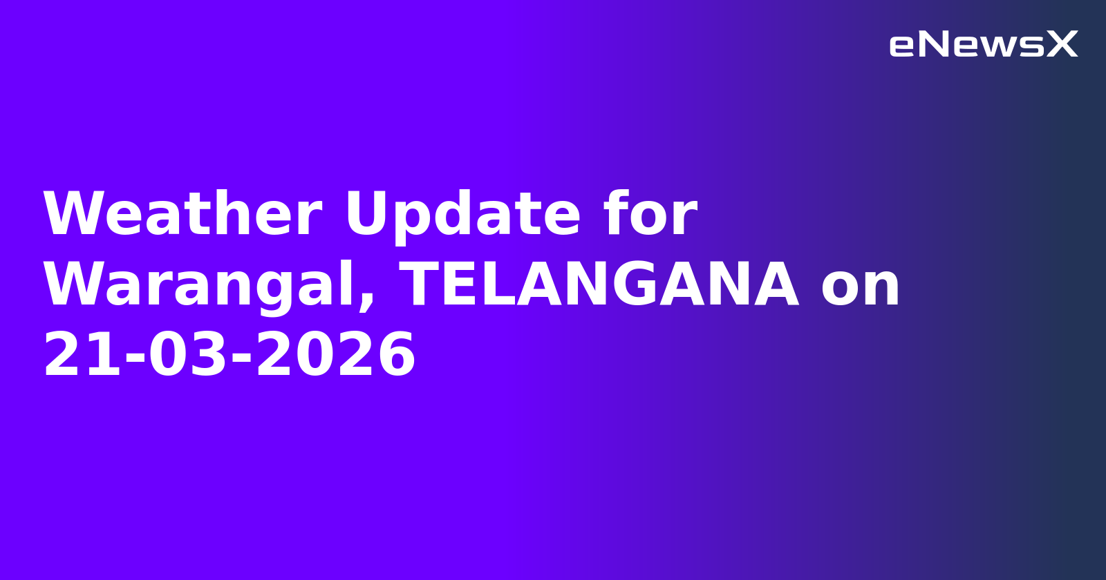 Weather Update for Warangal, TELANGANA on 21-03-2026