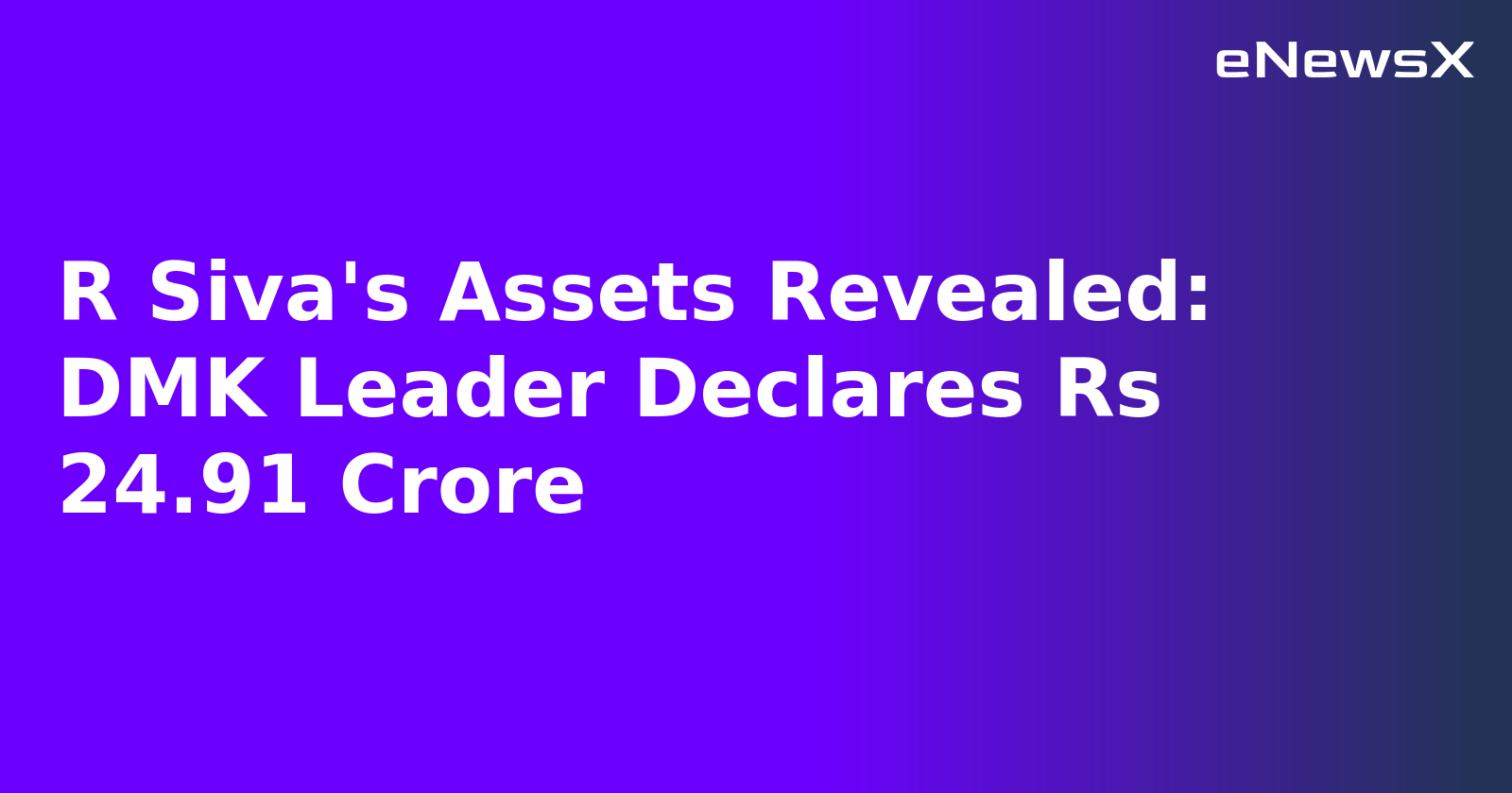 R Siva's Assets Revealed: DMK Leader Declares Rs 24.91 Crore.webp R Siva's Assets Revealed: DMK Leader Declares Rs 24.91 Crore.webp