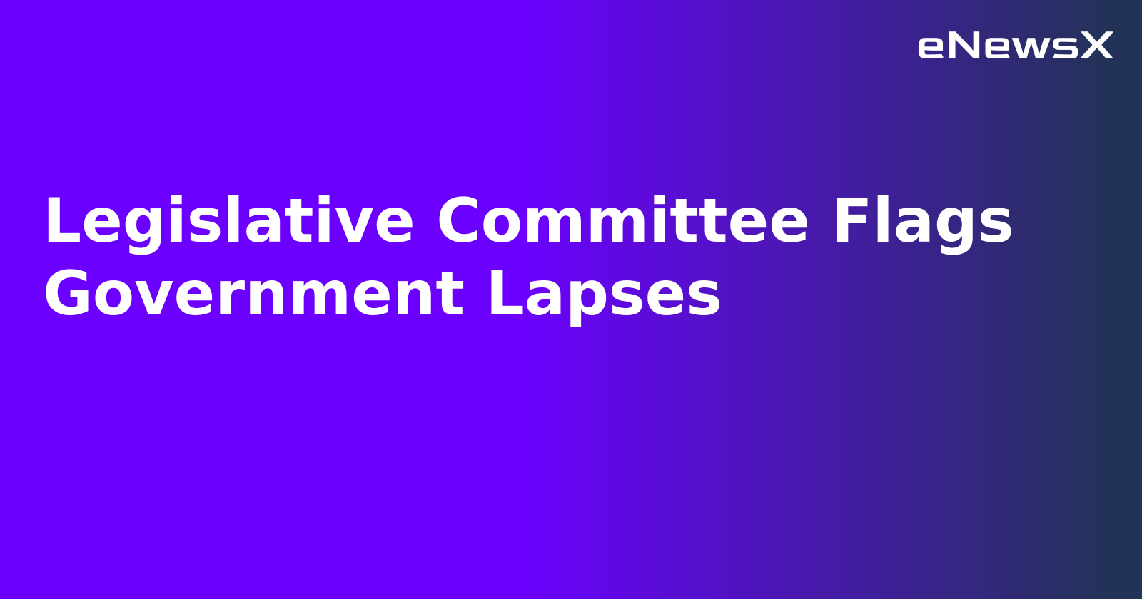 Legislative Committee Flags Government Lapses.webp
