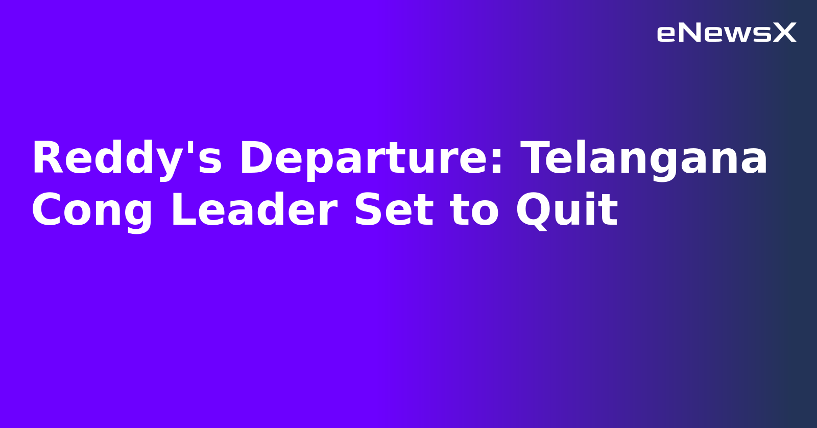 Reddy's Departure: Telangana Cong Leader Set to Quit.webp