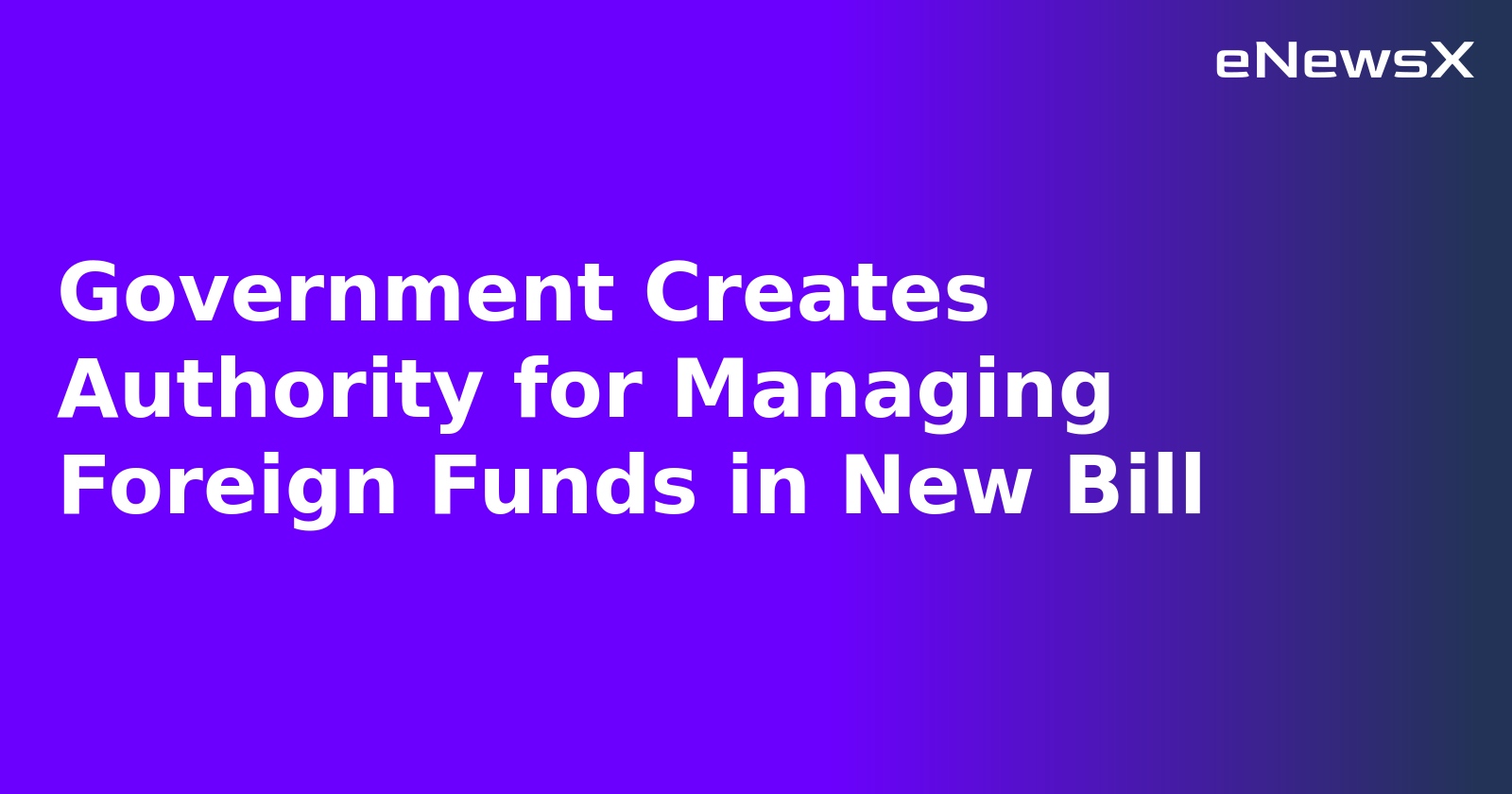 Government Creates Authority for Managing Foreign Funds in New Bill.webp