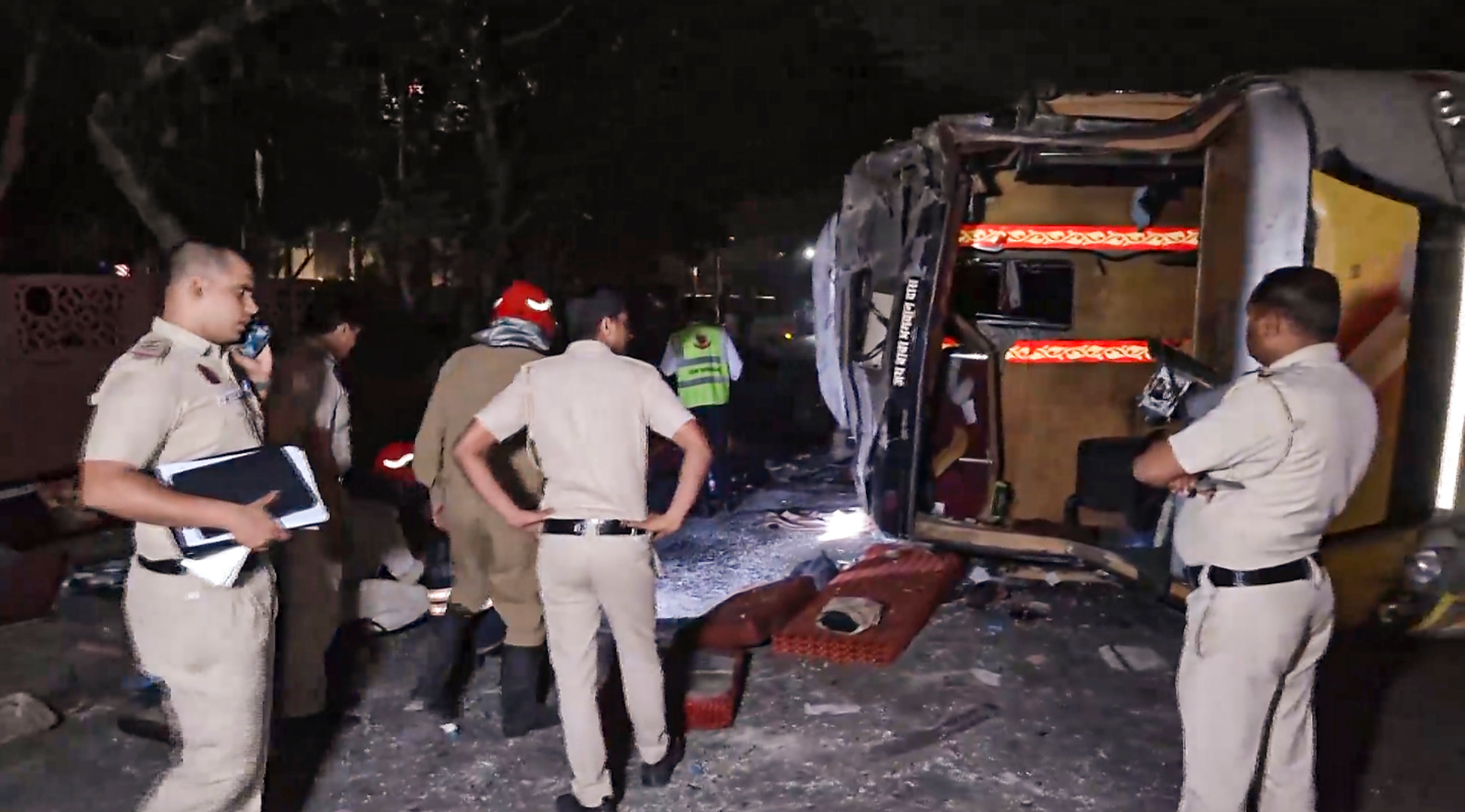 Swift Rescue After Sleeper Bus Overturns in Delhi.webp
