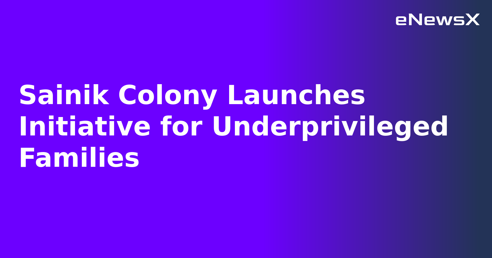 Sainik Colony Launches Initiative for Underprivileged Families.webp