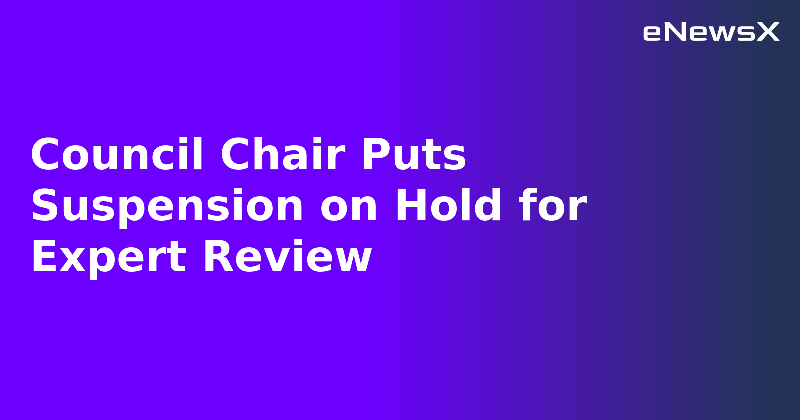 Council Chair Puts Suspension on Hold for Expert Review
