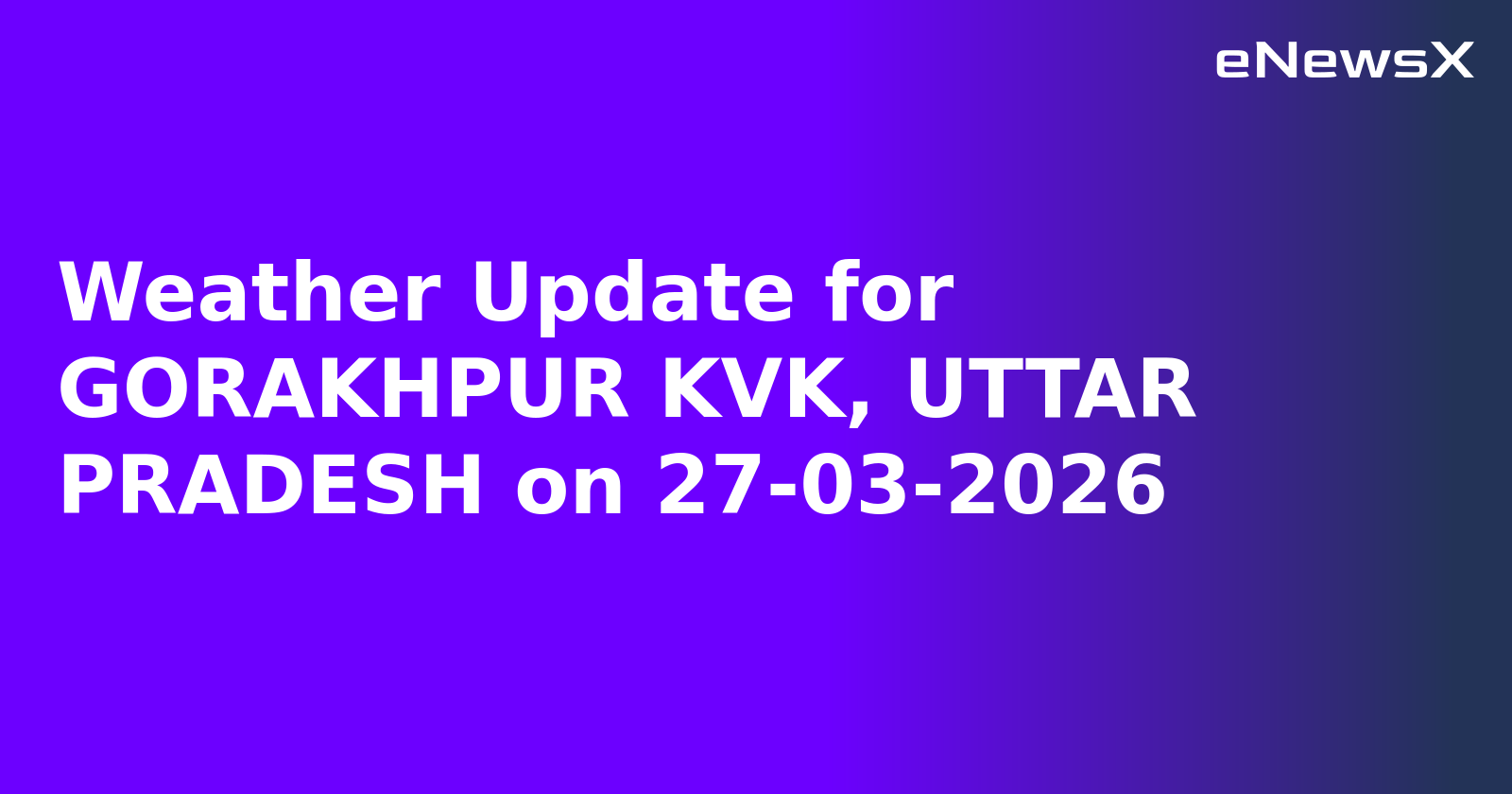 Weather Update for GORAKHPUR KVK, UTTAR PRADESH on 27-03-2026