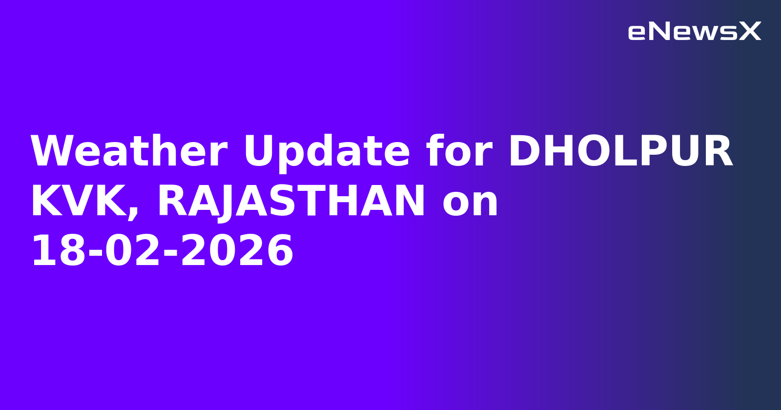 Weather Update for DHOLPUR KVK, RAJASTHAN on 18-02-2026