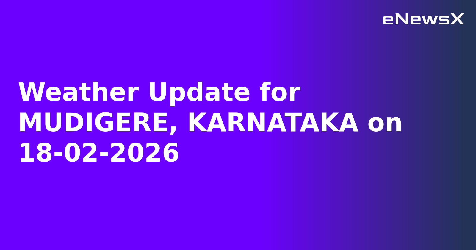 Weather Update for MUDIGERE, KARNATAKA on 18-02-2026