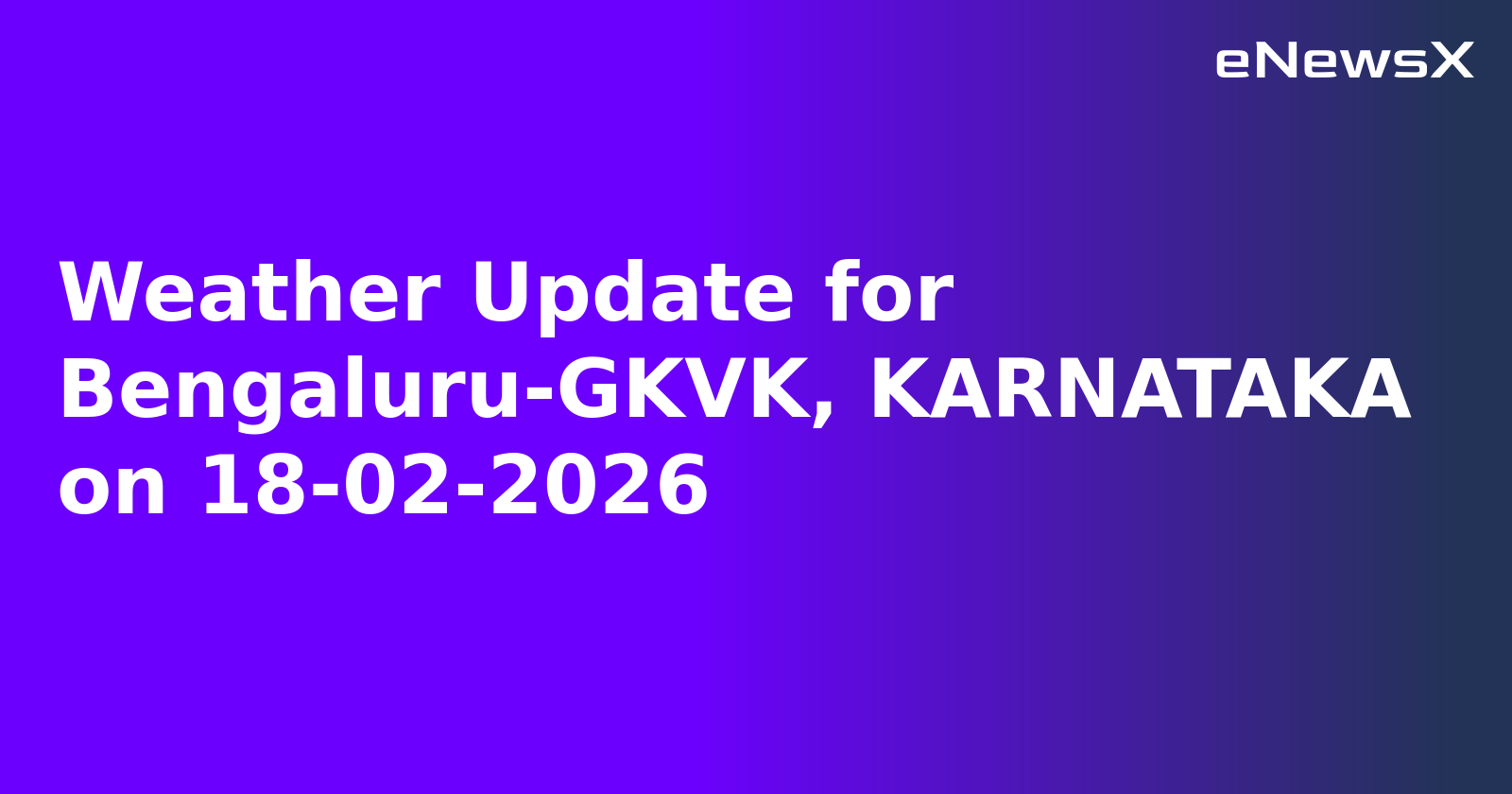Weather Update for Bengaluru-GKVK, KARNATAKA on 18-02-2026