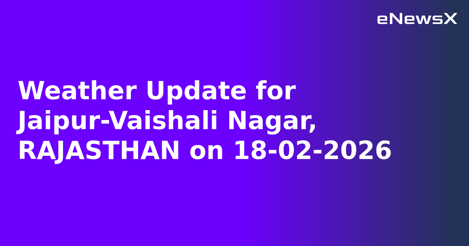 Weather Update for Jaipur-Vaishali Nagar, RAJASTHAN on 18-02-2026