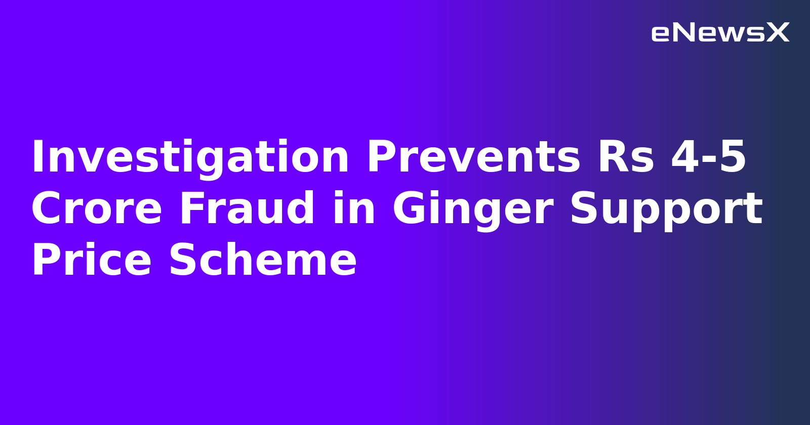 Investigation Prevents Rs 4-5 Crore Fraud in Ginger Support Price Scheme.webp Investigation Prevents Rs 4-5 Crore Fraud in Ginger Support Price Scheme.webp