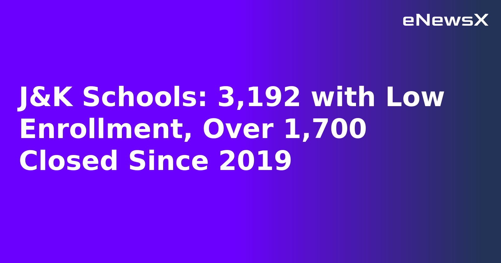J&K Schools: 3,192 with Low Enrollment, Over 1,700 Closed Since 2019
