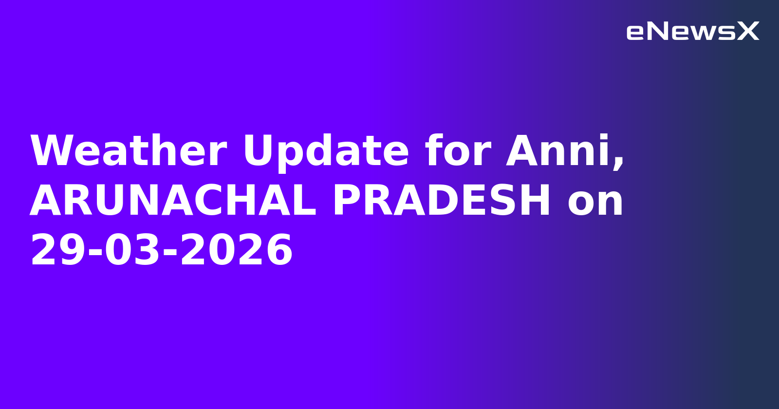 Weather Update for Anni, ARUNACHAL PRADESH on 29-03-2026