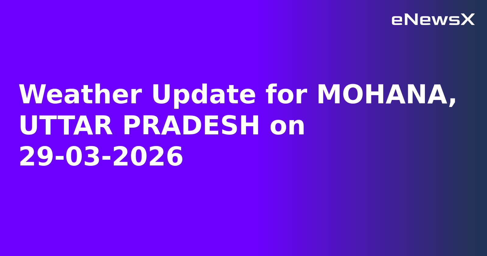 Weather Update for MOHANA, UTTAR PRADESH on 29-03-2026