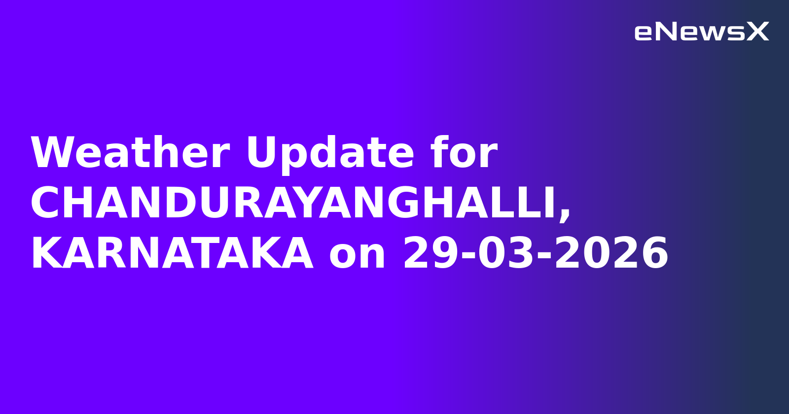 Weather Update for CHANDURAYANGHALLI, KARNATAKA on 29-03-2026