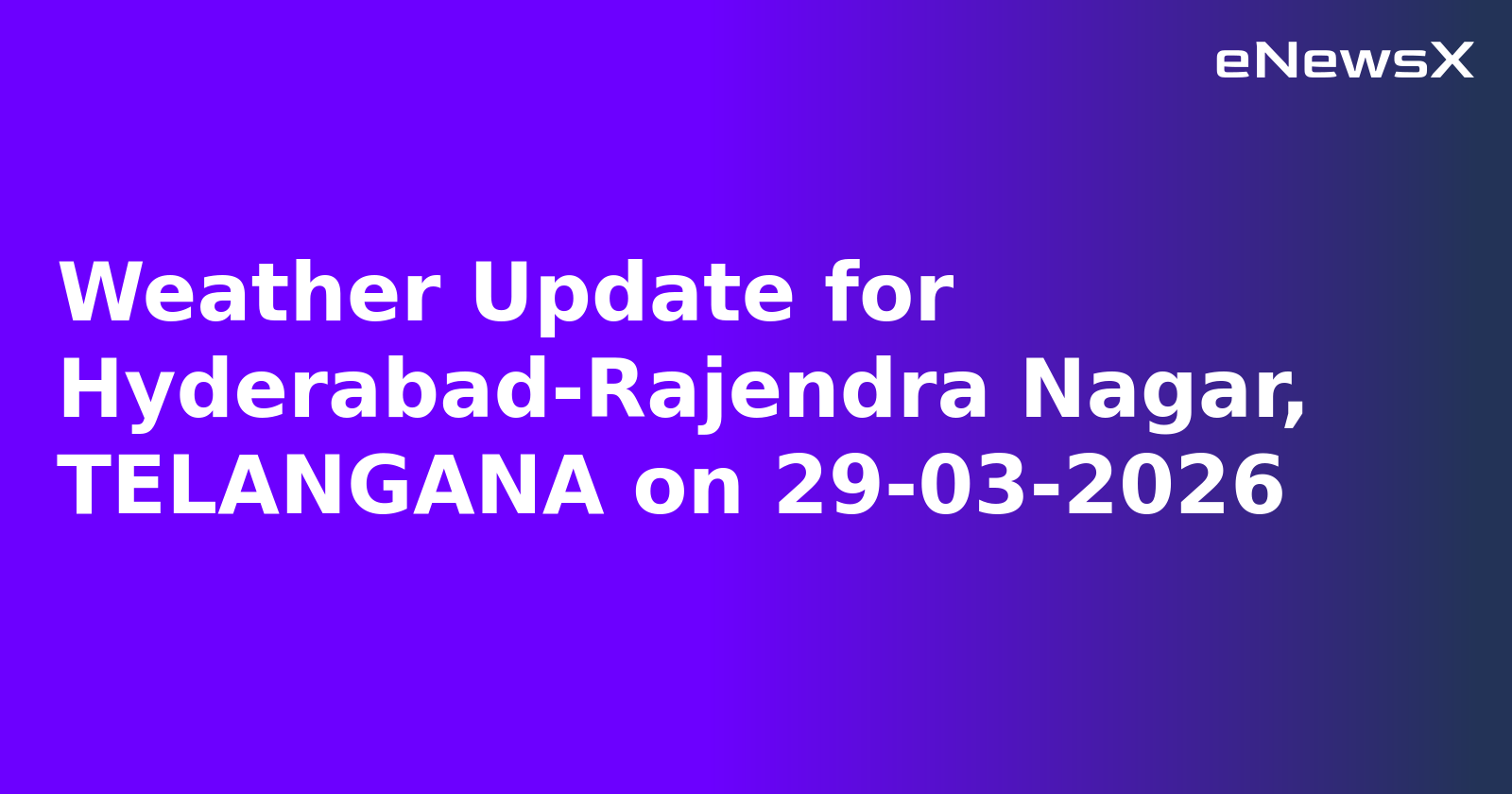 Weather Update for Hyderabad-Rajendra Nagar, TELANGANA on 29-03-2026