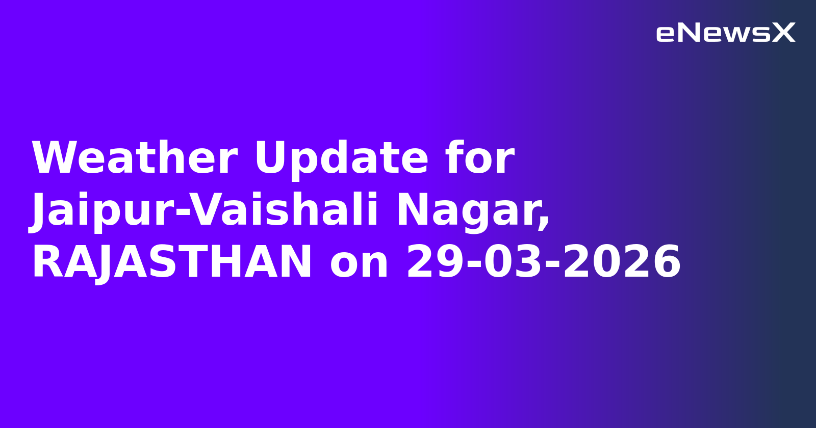 Weather Update for Jaipur-Vaishali Nagar, RAJASTHAN on 29-03-2026
