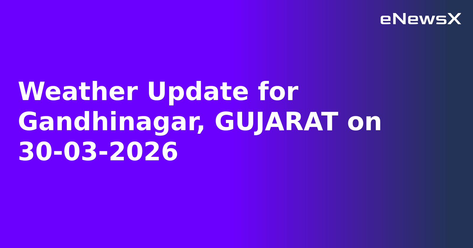 Weather Update for Gandhinagar, GUJARAT on 30-03-2026
