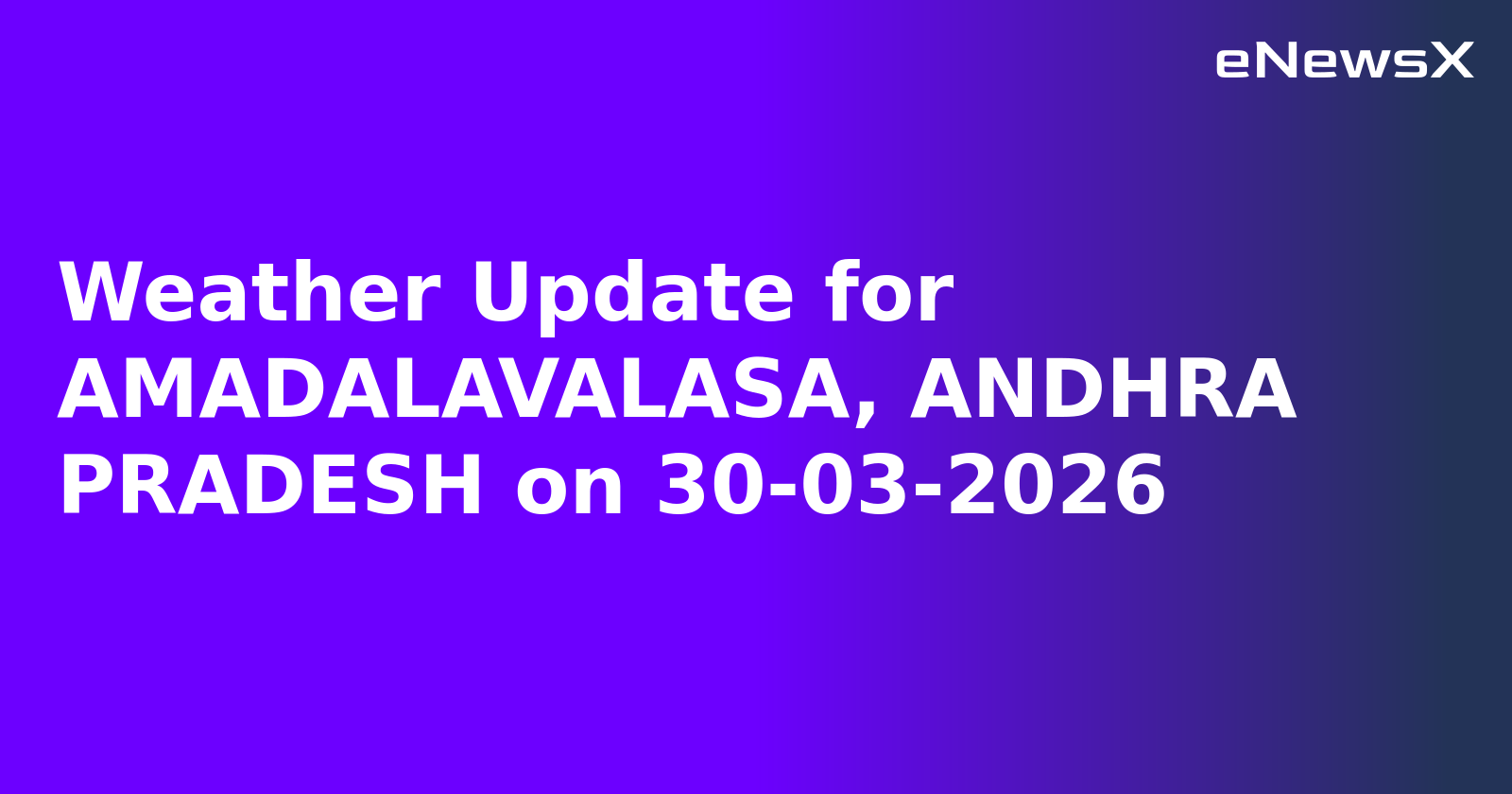 Weather Update for AMADALAVALASA, ANDHRA PRADESH on 30-03-2026