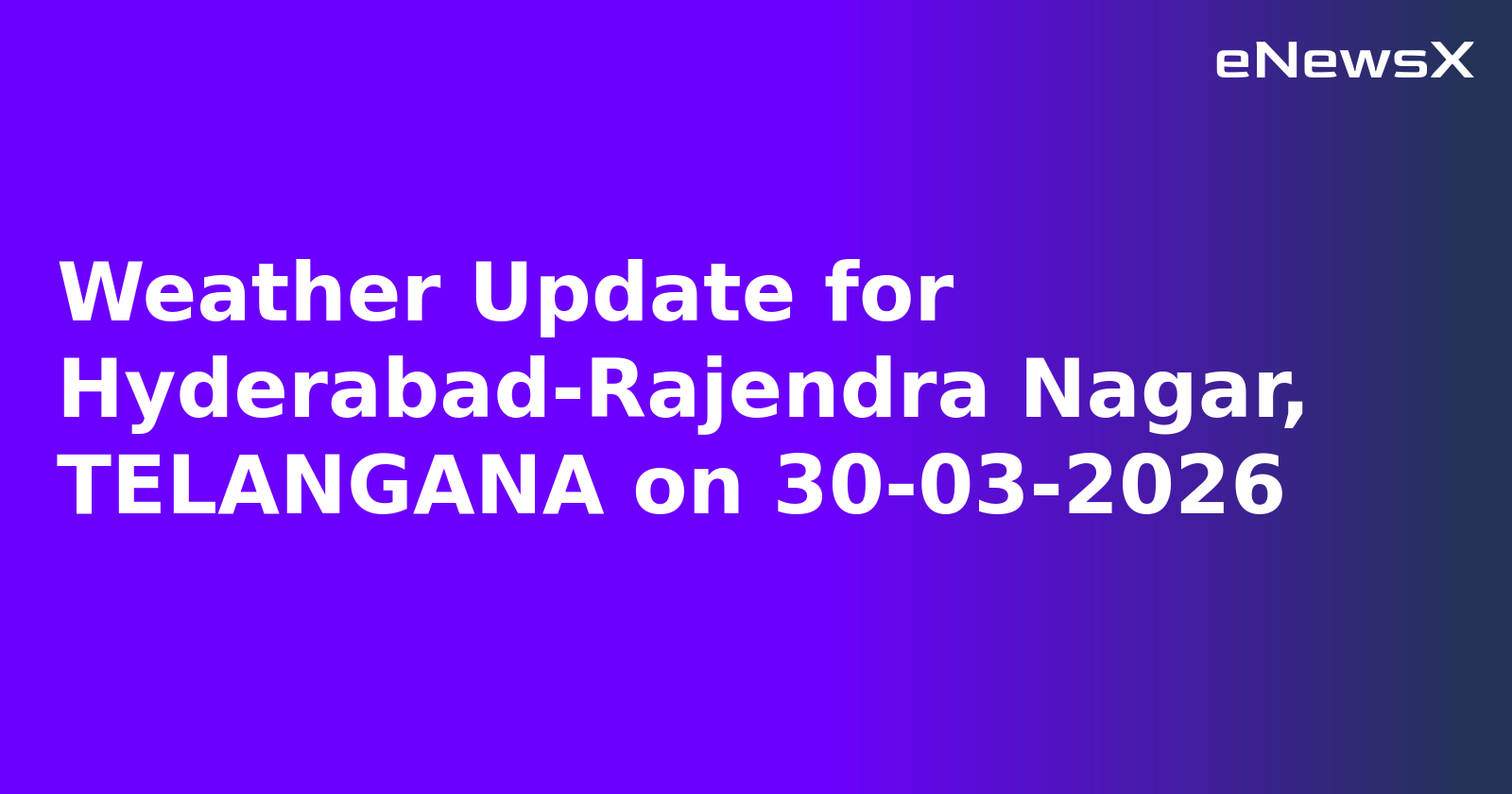 Weather Update for Hyderabad-Rajendra Nagar, TELANGANA on 30-03-2026