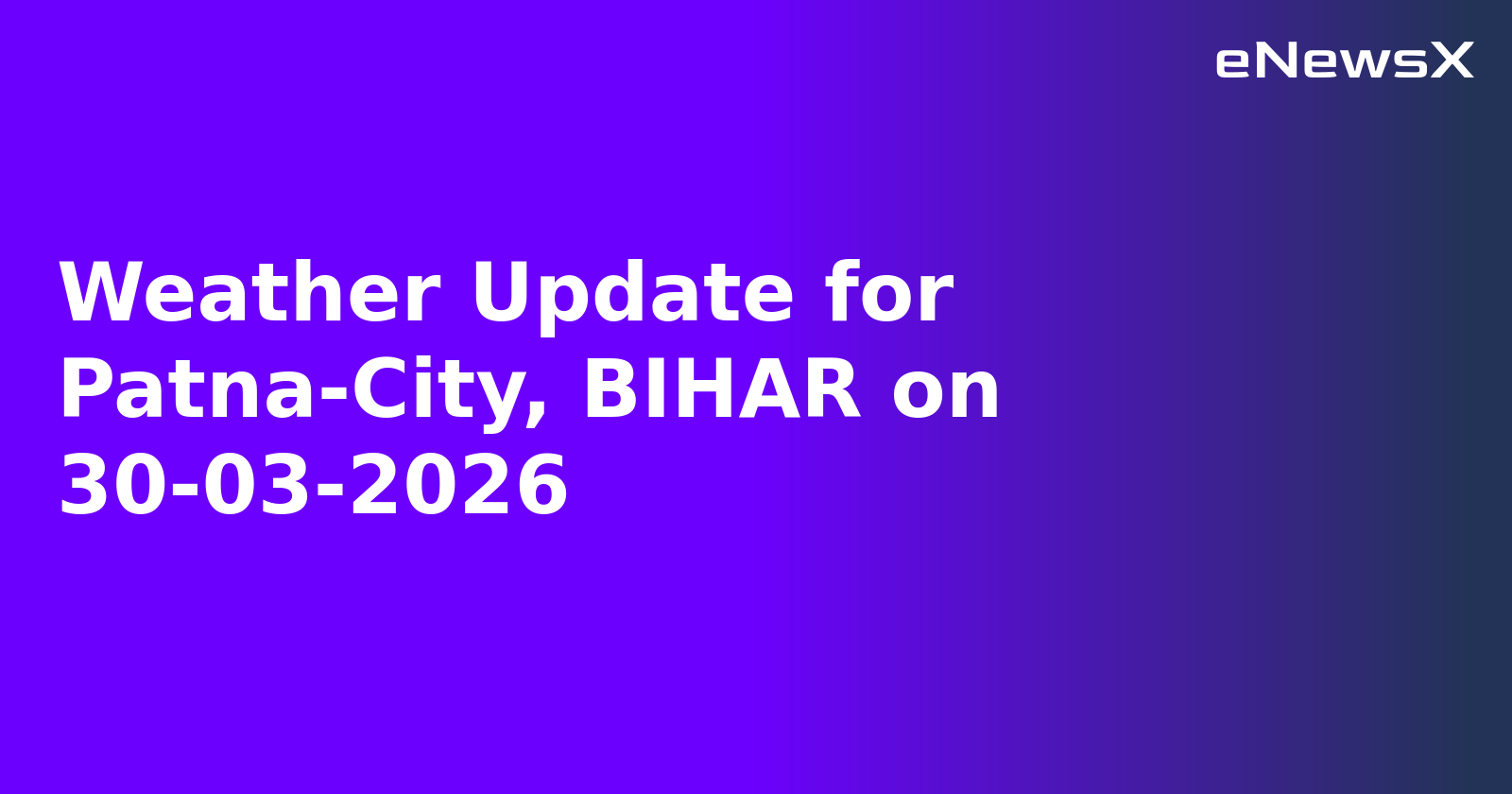 Weather Update for Patna-City, BIHAR on 30-03-2026