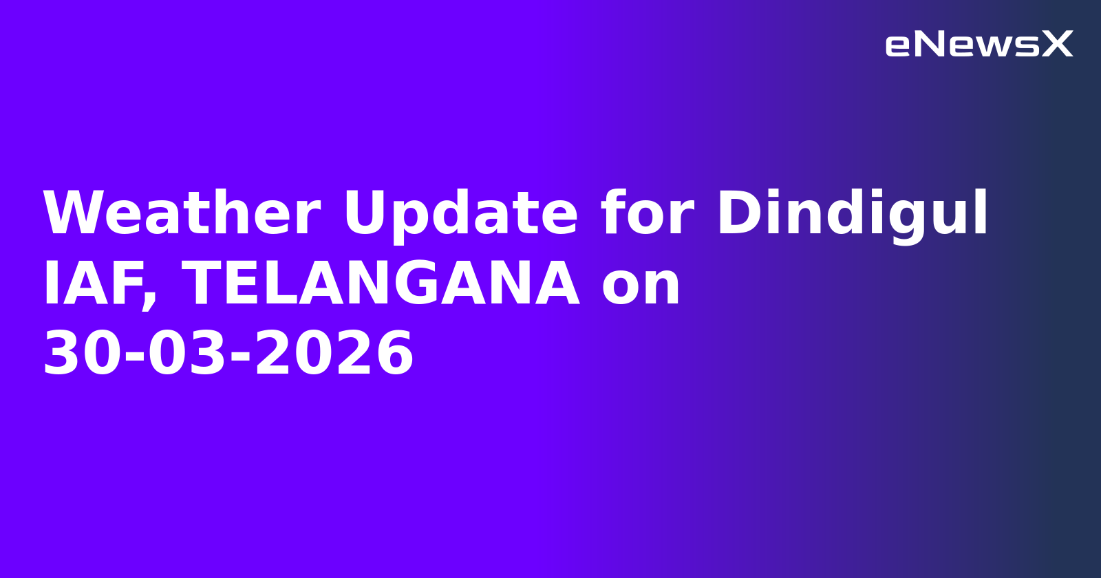 Weather Update for Dindigul IAF, TELANGANA on 30-03-2026