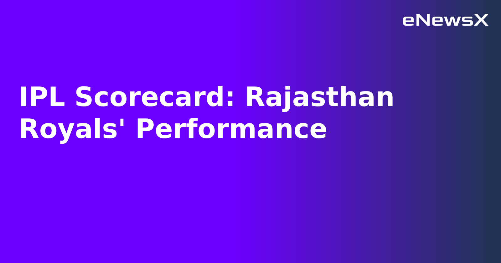 IPL Scorecard: Rajasthan Royals' Performance